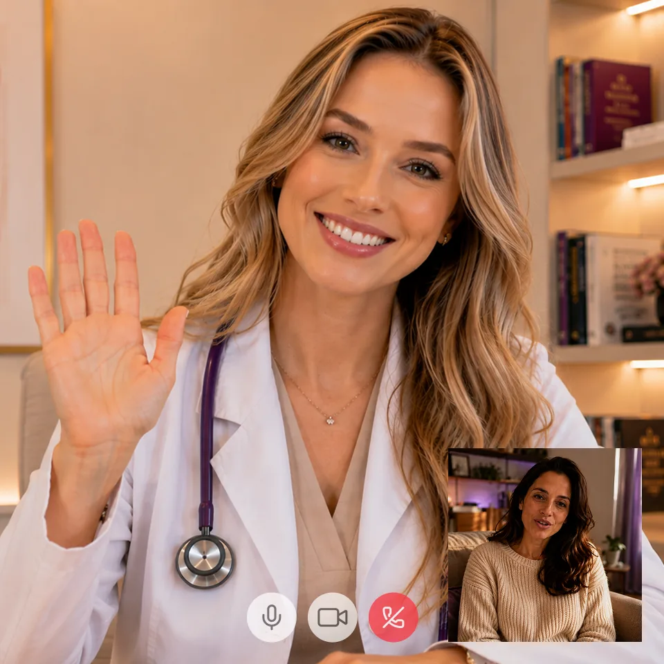 Médica brasileira durante uma consulta online com uma paciente